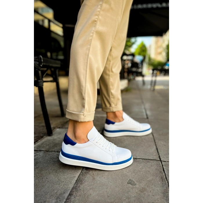 MN979 - Santoni GBT Mens Sport Shoes WHITE/BLUE