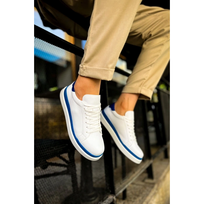 MN979 - Santoni GBT Mens Sport Shoes WHITE/BLUE