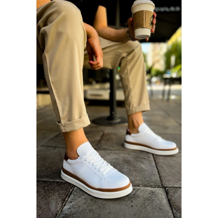 MN979 - Santoni GBT Spor Erkek Ayakkabı BEYAZ/TABA