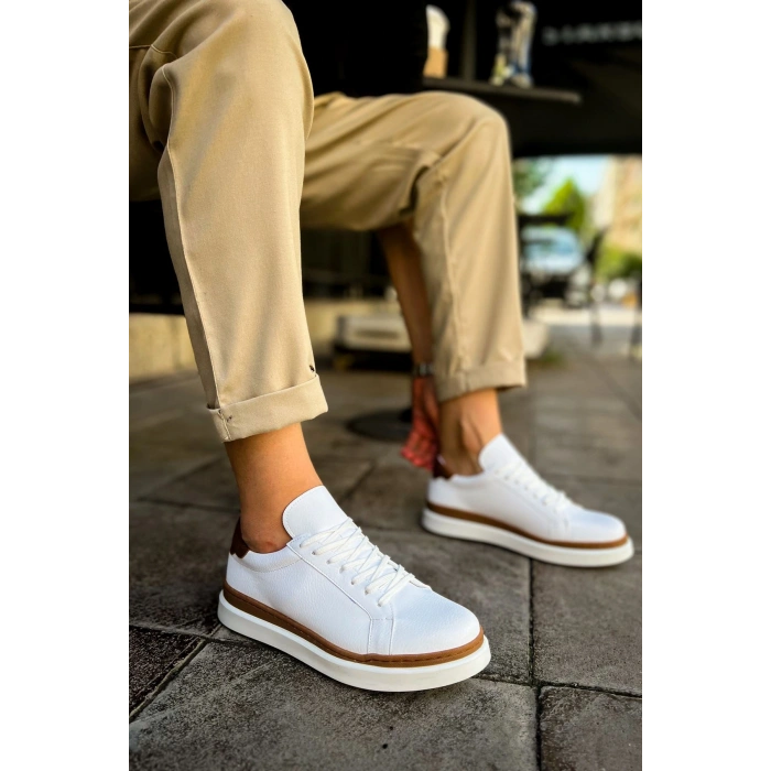 MN979 - Santoni GBT Spor Erkek Ayakkabı BEYAZ/TABA