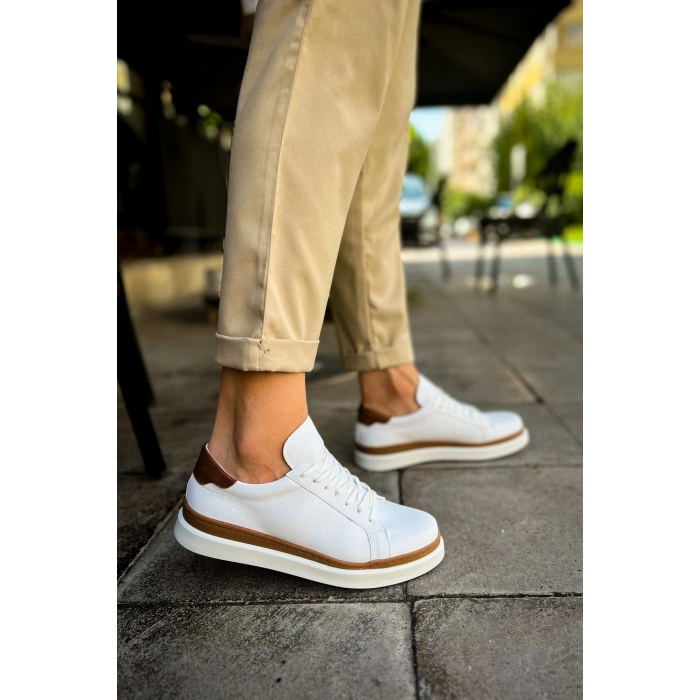 MN979 - Santoni GBT Spor Erkek Ayakkabı BEYAZ/TABA