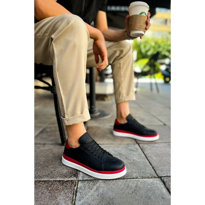 MN979 - Santoni GBT Spor Erkek Ayakkabı SIYAH/KIRMIZI