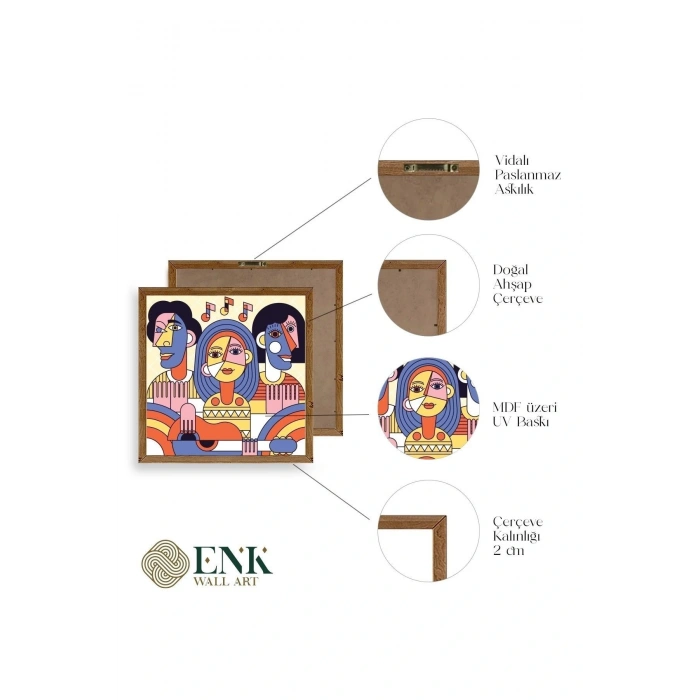 Modern Ahşap Çerçeveli Tablo 42 x 42