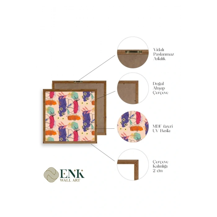 Modern Ahşap Çerçeveli Tablo 50 x 50