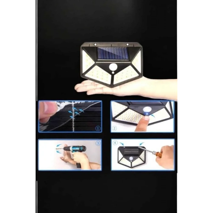 Modern Güneş Enerjili Bahçe Lambası 100 Led