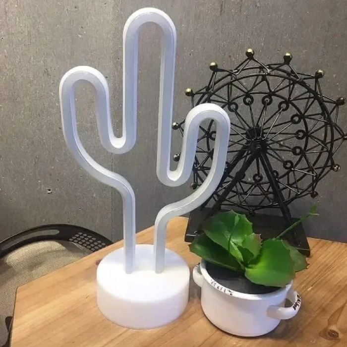 Modern Neon Kaktüs Masa Lambası Pil Ve Usb İle