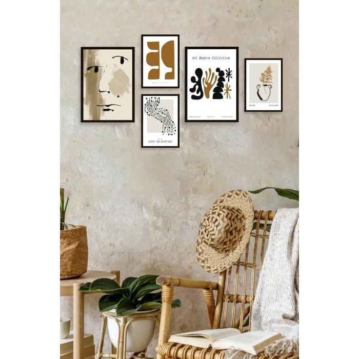 Modern Sanat Koleksiyonu 5li Tablo 30 x 40