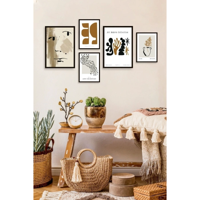 Modern Sanat Koleksiyonu 5li Tablo 30 x 40
