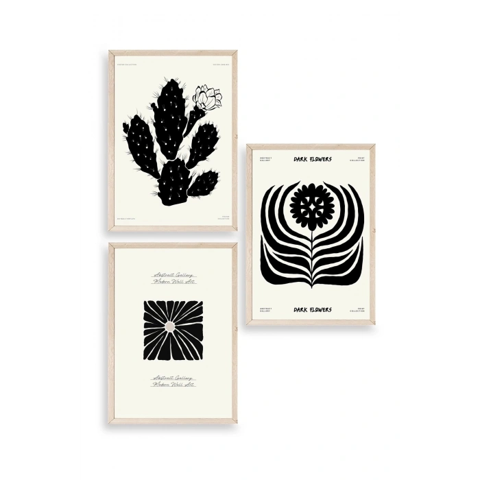 Modern Üçlü Ahşap Çerçeveli Tablo 23 x 30