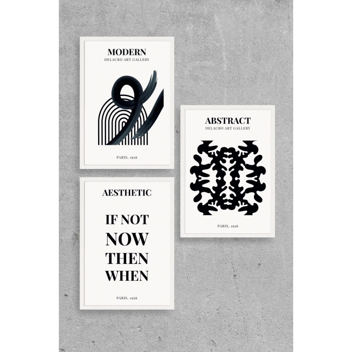 Modern Üçlü Ahşap Çerçeveli Tablo 23 x 30