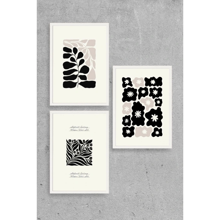 Modern Üçlü Ahşap Çerçeveli Tablo 23 x 30