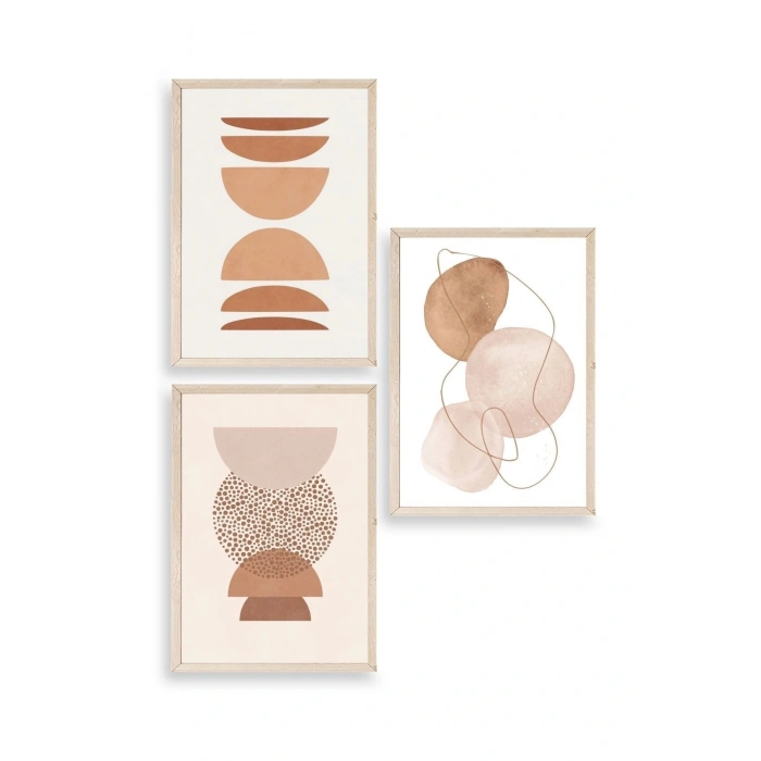Modern Üçlü Ahşap Çerçeveli Tablo 23 x 30