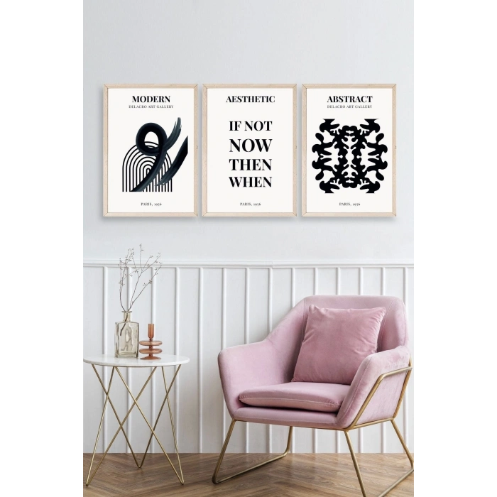 Modern Üçlü Ahşap Çerçeveli Tablo 23 x 30