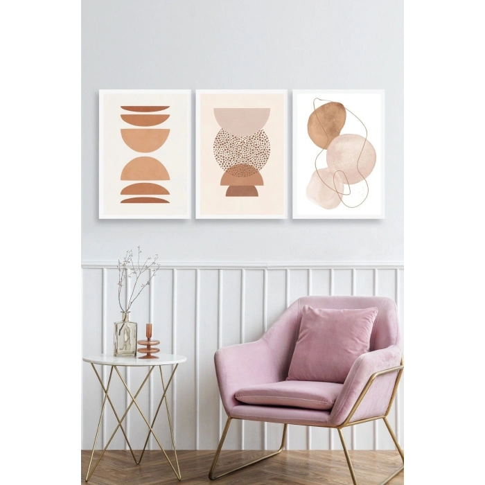 Modern Üçlü Ahşap Çerçeveli Tablo 23 x 30
