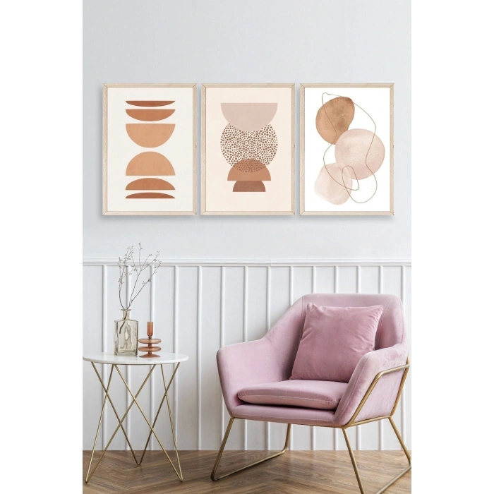 Modern Üçlü Ahşap Çerçeveli Tablo 23 x 30