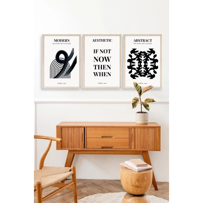 Modern Üçlü Ahşap Çerçeveli Tablo 23 x 30