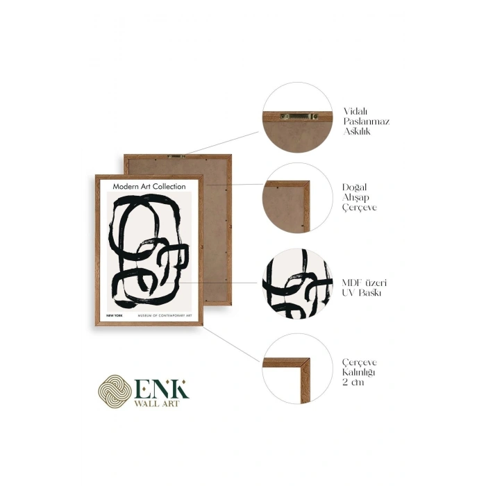 Modern Üçlü Ahşap Çerçeveli Tablo 23 x 30