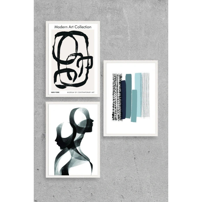 Modern Üçlü Ahşap Çerçeveli Tablo 30 x 40