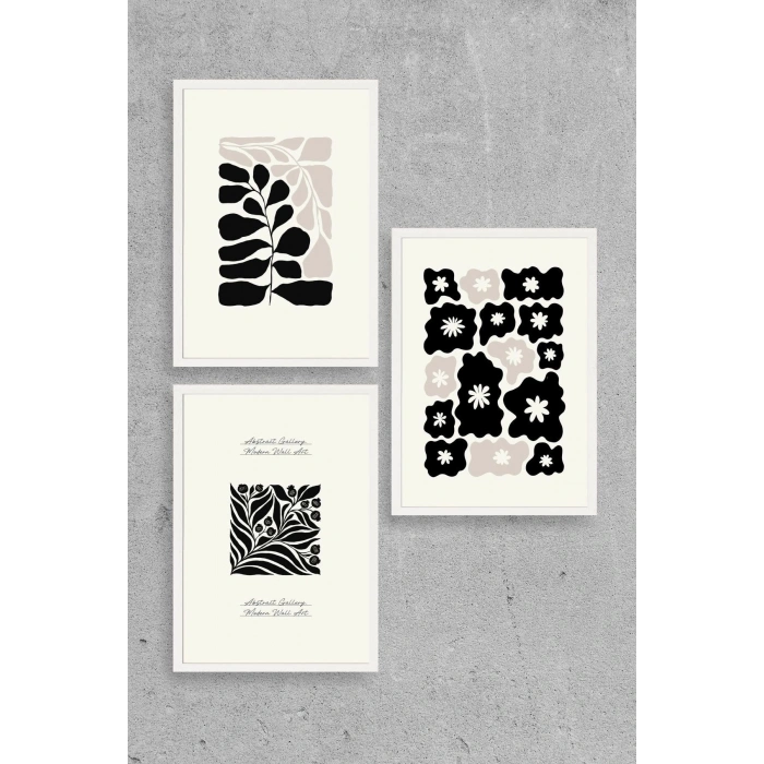 Modern Üçlü Ahşap Çerçeveli Tablo 30 x 40