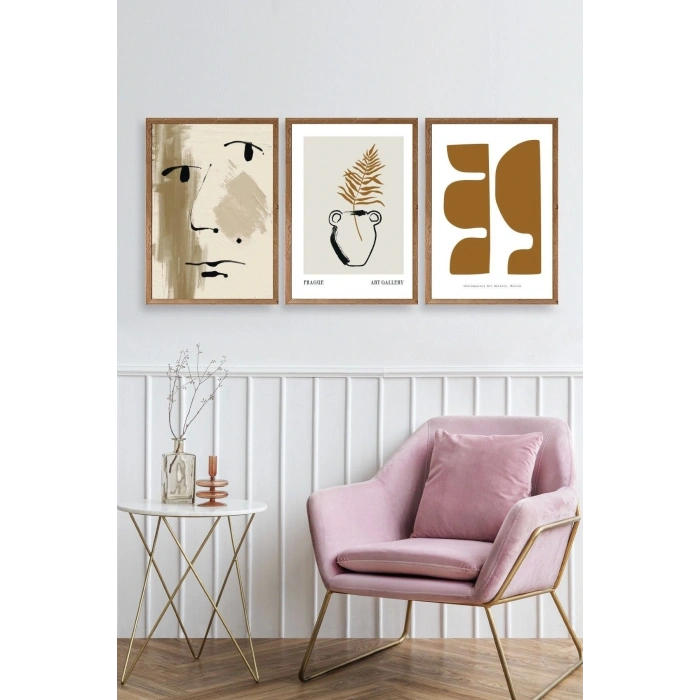 Modern Üçlü Ahşap Çerçeveli Tablo 30 x 40