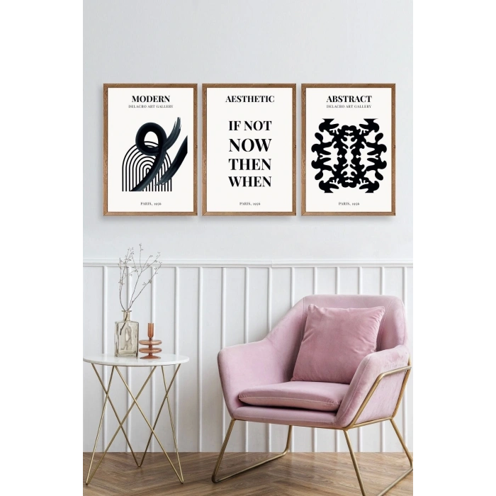 Modern Üçlü Ahşap Çerçeveli Tablo 30 x 40
