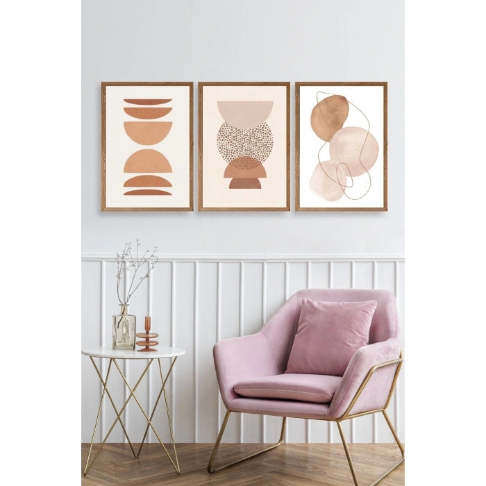Modern Üçlü Ahşap Çerçeveli Tablo 30 x 40