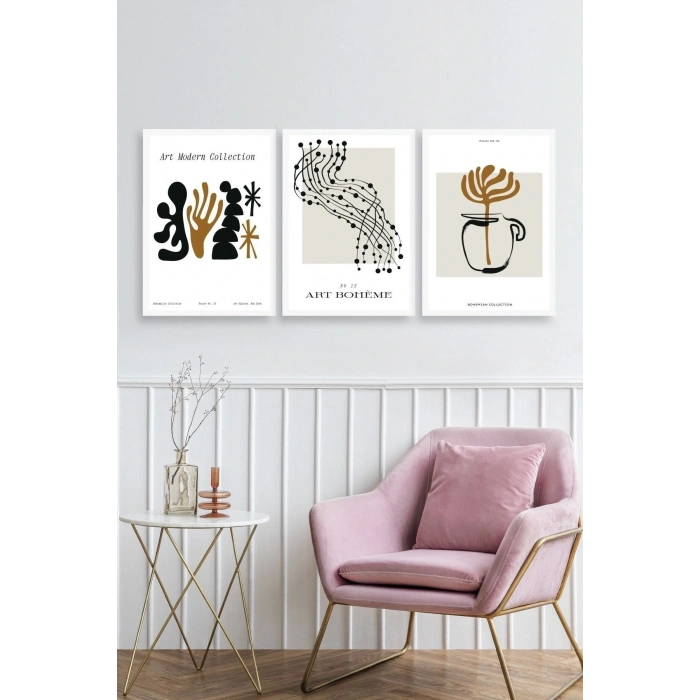 Modern Üçlü Ahşap Çerçeveli Tablo 30 x 40