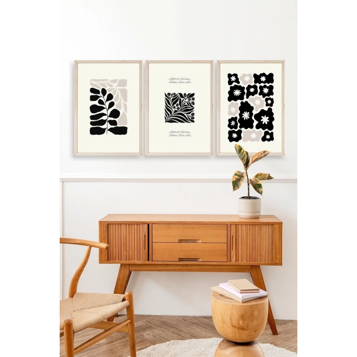 Modern Üçlü Ahşap Çerçeveli Tablo 30 x 40
