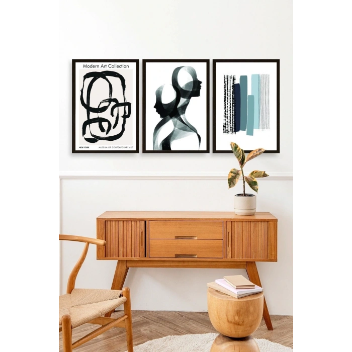 Modern Üçlü Ahşap Çerçeveli Tablo 30 x 40