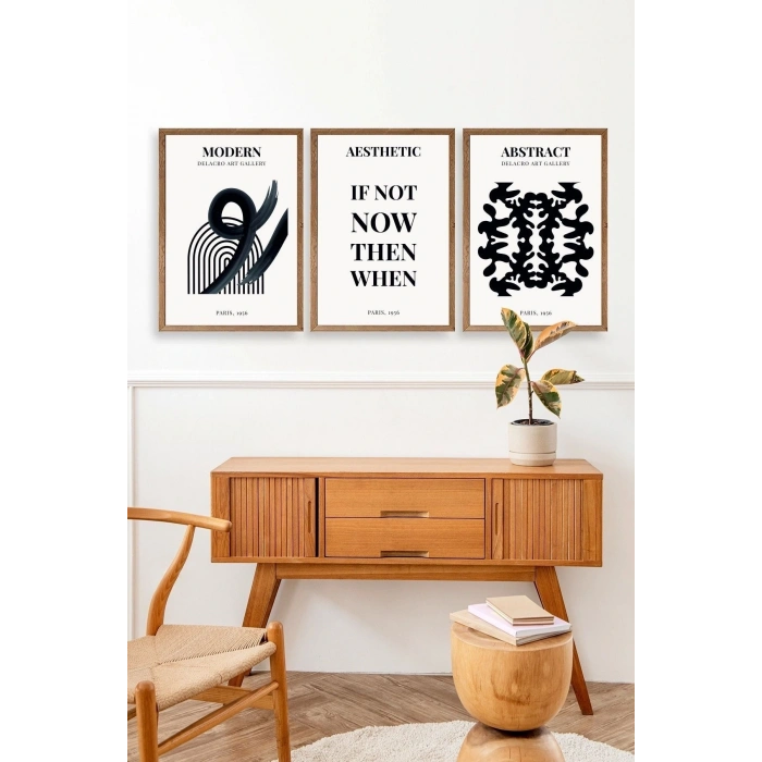 Modern Üçlü Ahşap Çerçeveli Tablo 30 x 40