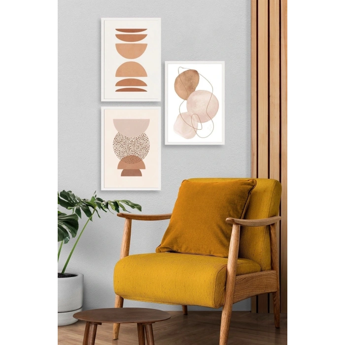 Modern Üçlü Ahşap Çerçeveli Tablo 30 x 40