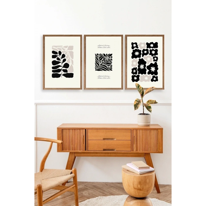 Modern Üçlü Ahşap Çerçeveli Tablo 30 x 40