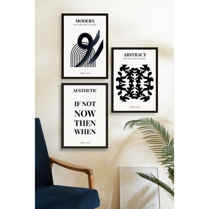 Modern Üçlü Ahşap Çerçeveli Tablo 30 x 40