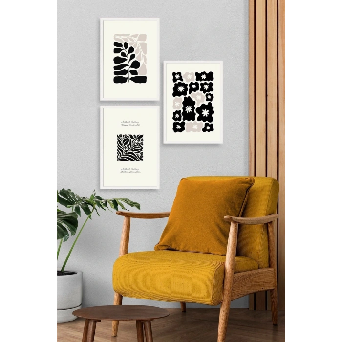 Modern Üçlü Ahşap Çerçeveli Tablo 30 x 40