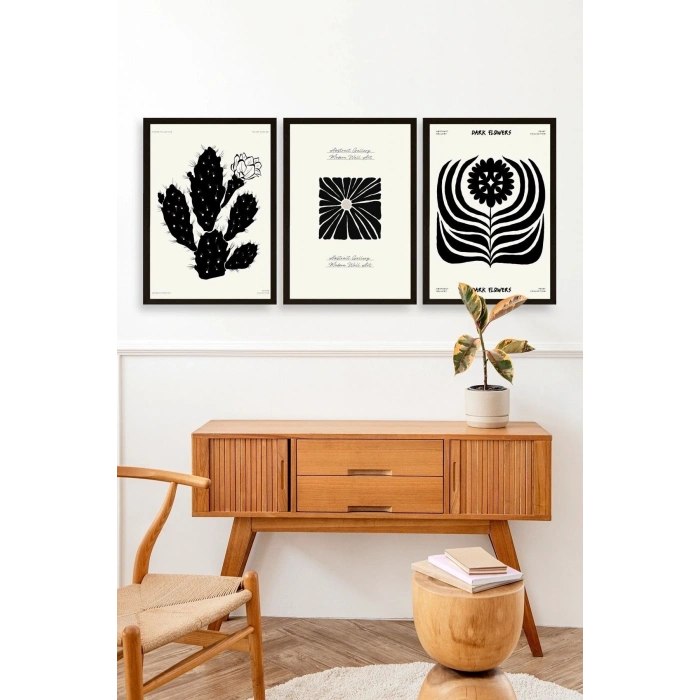 Modern Üçlü Ahşap Çerçeveli Tablo 30 x 40