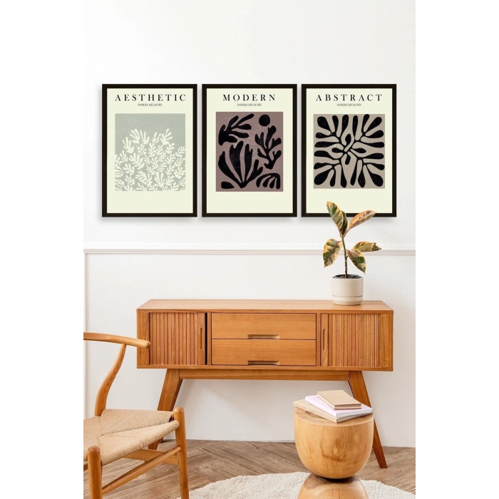 Modern Üçlü Ahşap Çerçeveli Tablo 30 x 40