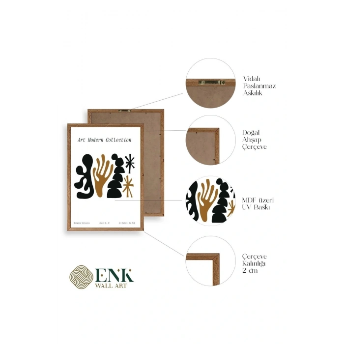 Modern Üçlü Ahşap Çerçeveli Tablo 30 x 40