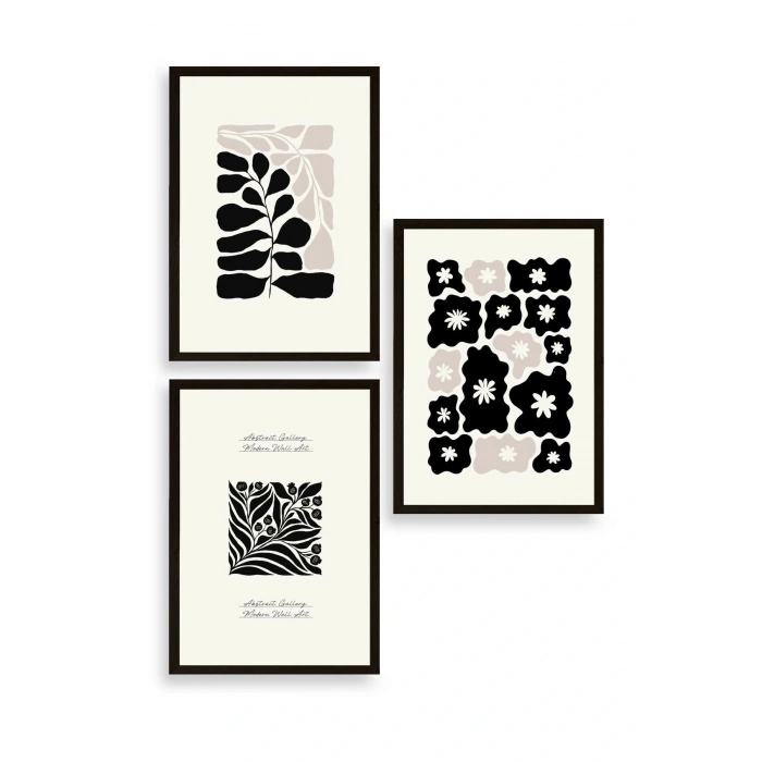 Modern Üçlü Ahşap Çerçeveli Tablo 40 x 60