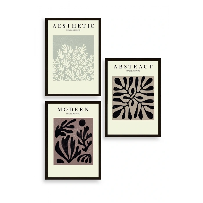 Modern Üçlü Ahşap Çerçeveli Tablo 40 x 60