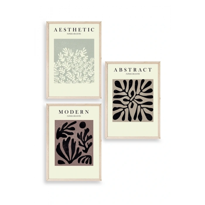 Modern Üçlü Ahşap Çerçeveli Tablo 40 x 60