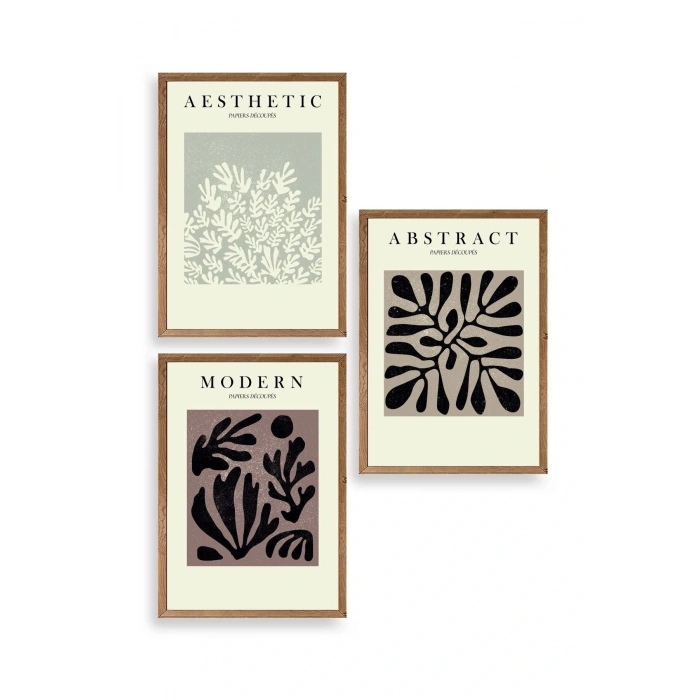 Modern Üçlü Ahşap Çerçeveli Tablo 40 x 60