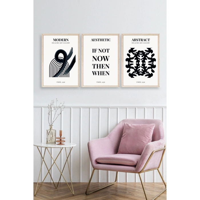 Modern Üçlü Ahşap Çerçeveli Tablo 40 x 60