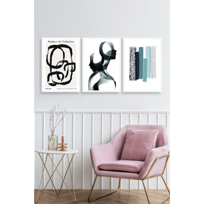 Modern Üçlü Ahşap Çerçeveli Tablo 40 x 60