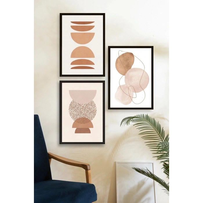 Modern Üçlü Ahşap Çerçeveli Tablo 40 x 60