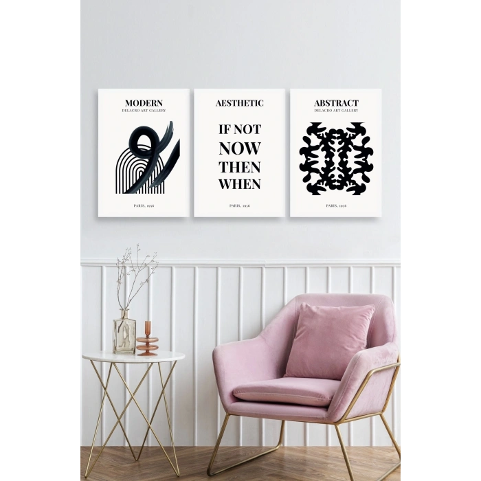 Modern Üçlü Ahşap Çerçeveli Tablo 40 x 60