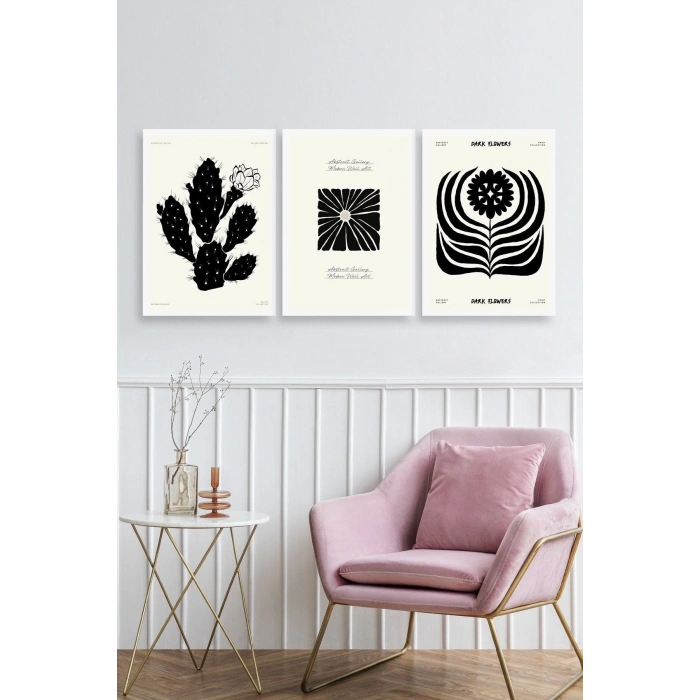 Modern Üçlü Ahşap Çerçeveli Tablo 40 x 60