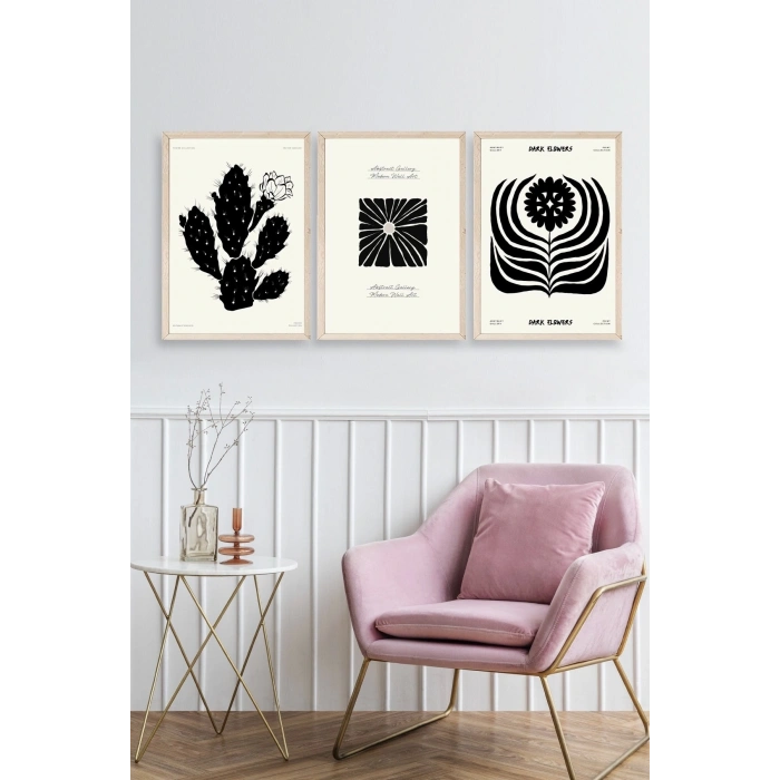 Modern Üçlü Ahşap Çerçeveli Tablo 40 x 60