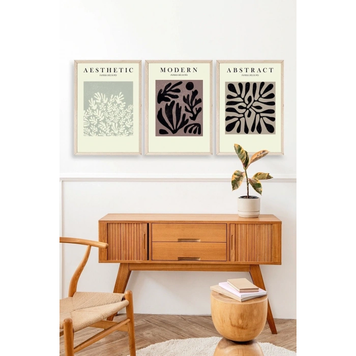 Modern Üçlü Ahşap Çerçeveli Tablo 40 x 60