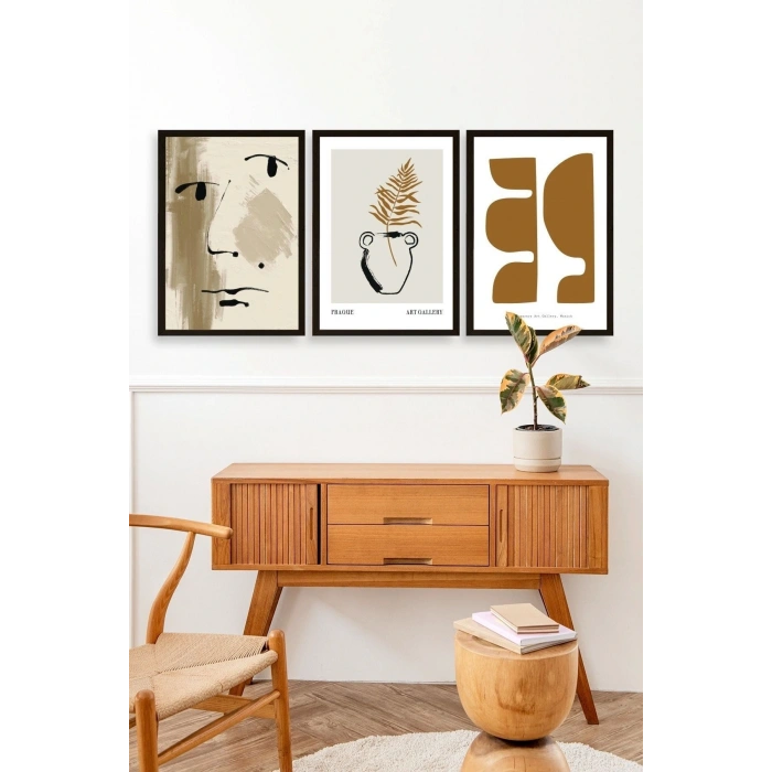 Modern Üçlü Ahşap Çerçeveli Tablo 40 x 60