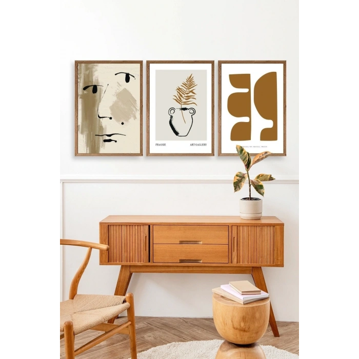 Modern Üçlü Ahşap Çerçeveli Tablo 40 x 60